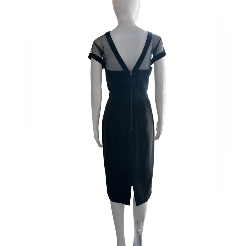 MAGGIE LONDON Women’s Black Illusion Round Neck Cap Sleeve Sheath Dress - Size 6 - Picture 9 of 11